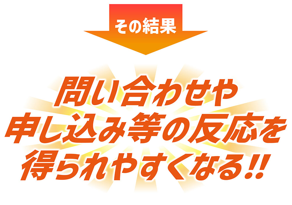 その結果

問い合わせや申し込み等の反応を得られやすくなる！